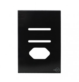 Placa p/ 2 Interruptor + Tomada 4x2 - Novara Glass Preto Brilhante